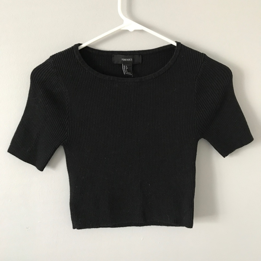 Black Knitted Crop Top